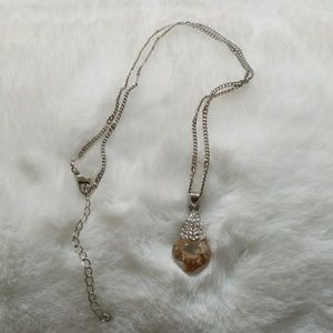 Topaz Crystal with rhinestones and silver chain